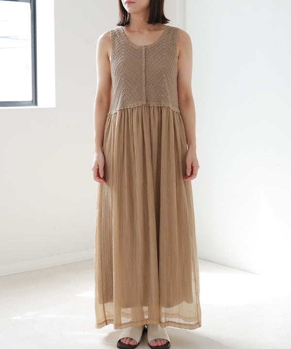 【S・M・Lサイズ展開】クロシェコンビキャミワンピース