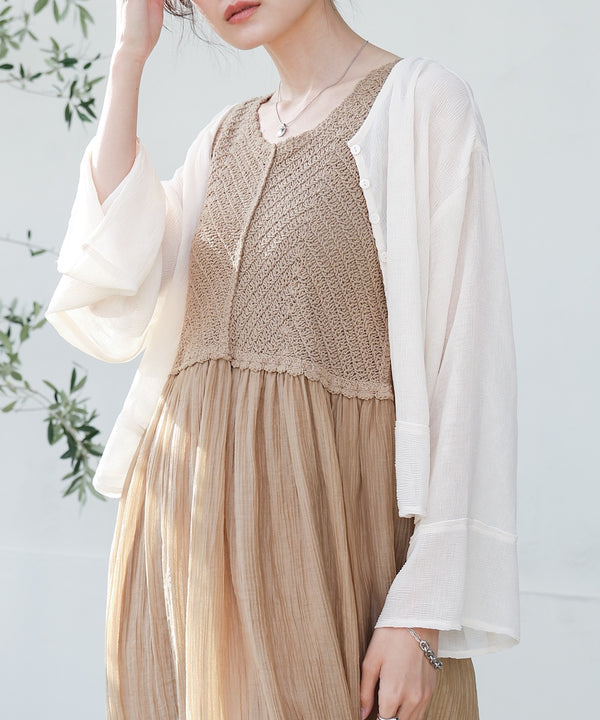 【S・M・Lサイズ展開】クロシェコンビキャミワンピース