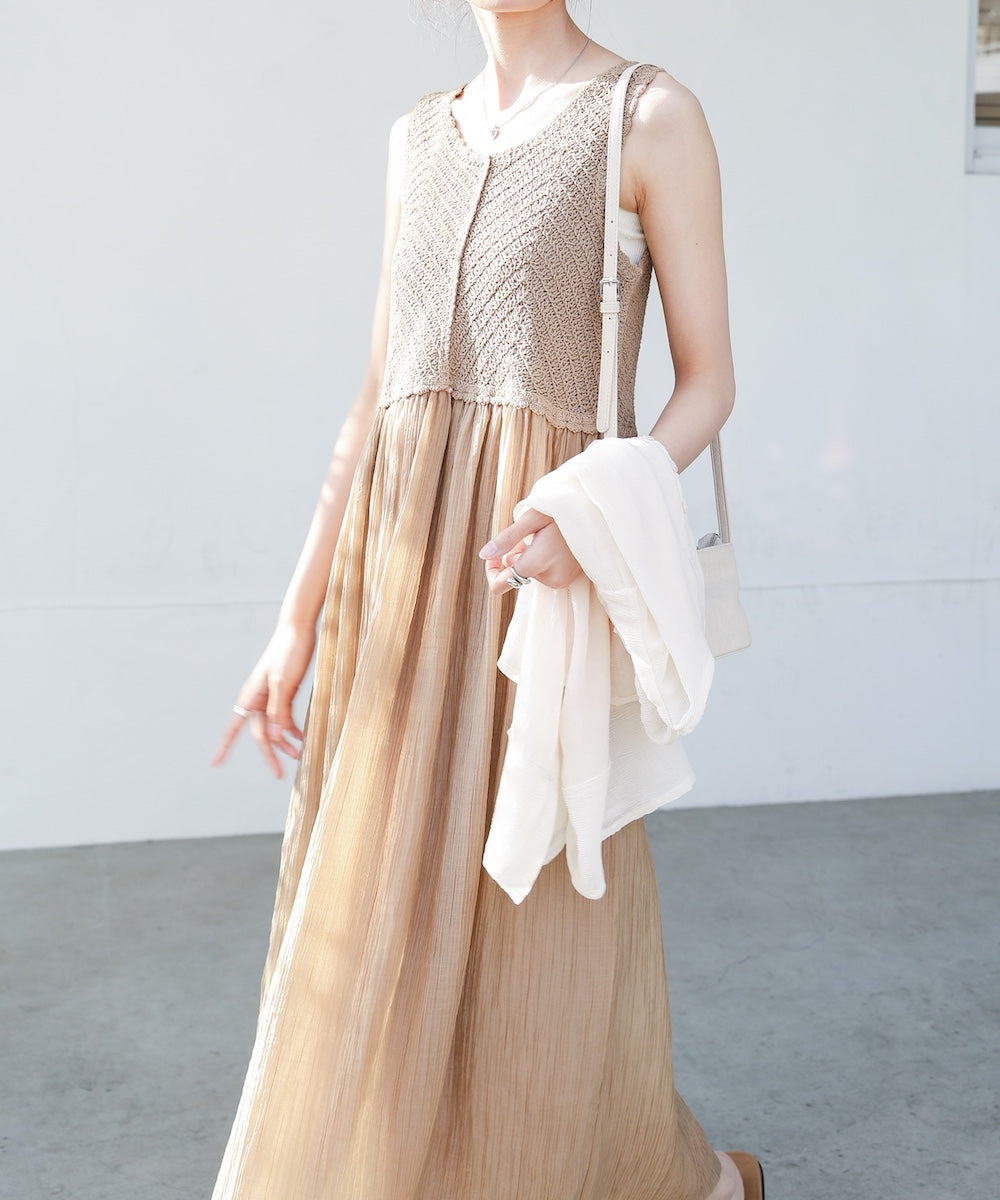 【S・M・Lサイズ展開】クロシェコンビキャミワンピース