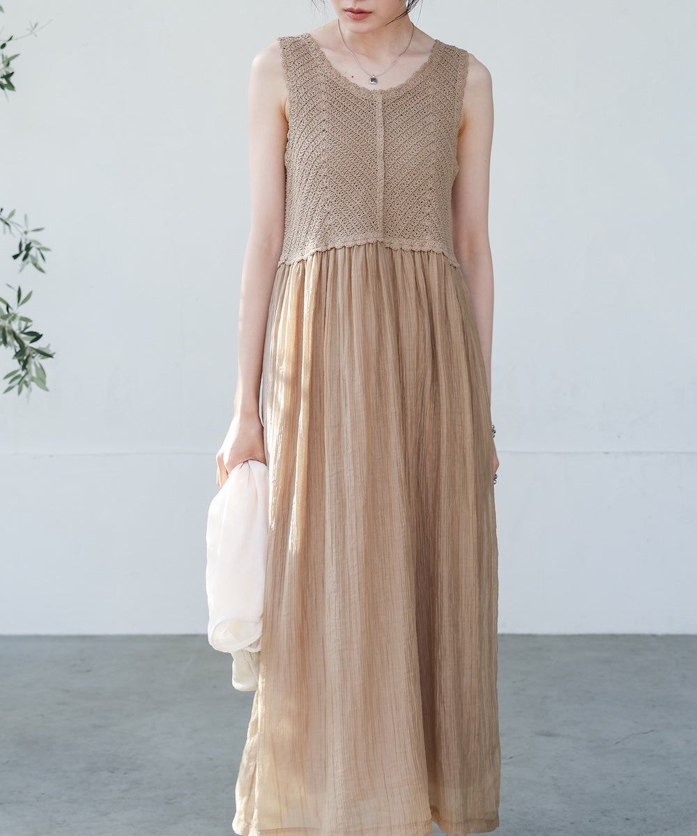 【S・M・Lサイズ展開】クロシェコンビキャミワンピース