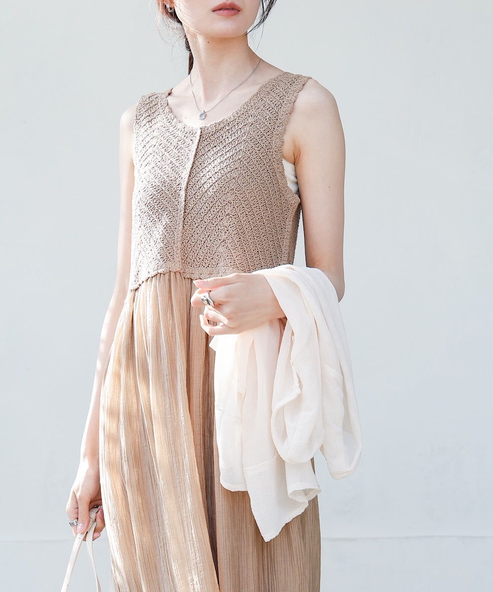 【S・M・Lサイズ展開】クロシェコンビキャミワンピース