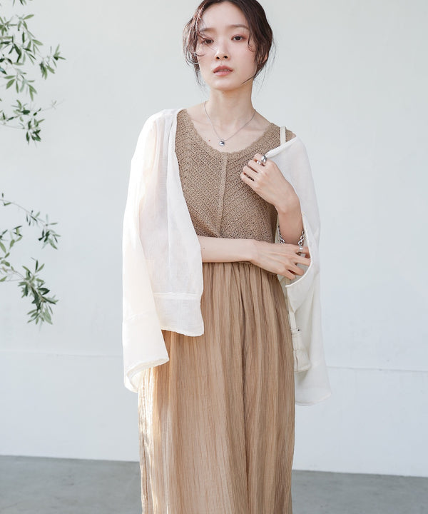 【S・M・Lサイズ展開】クロシェコンビキャミワンピース