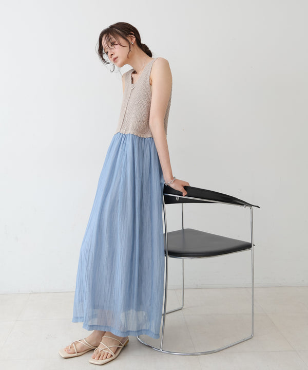 【S・M・Lサイズ展開】クロシェコンビキャミワンピース