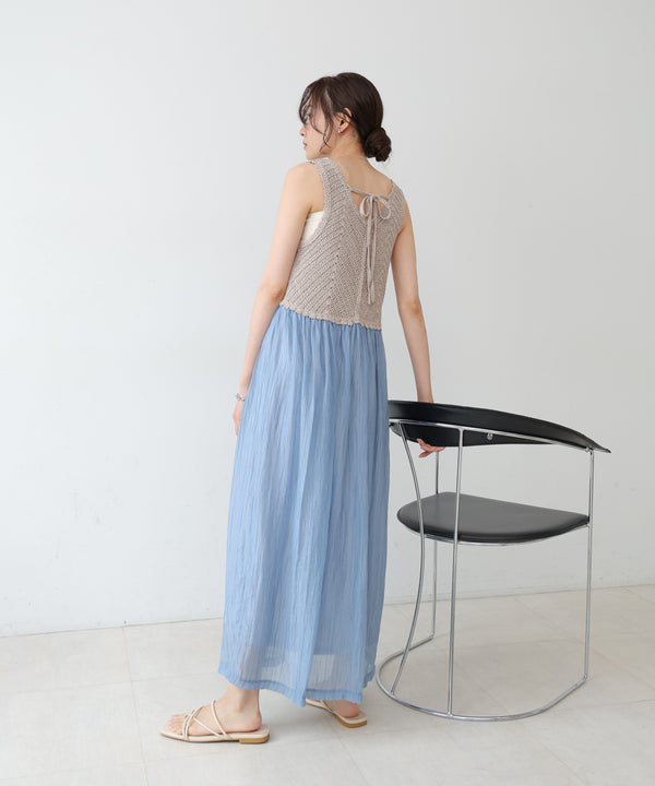 【S・M・Lサイズ展開】クロシェコンビキャミワンピース