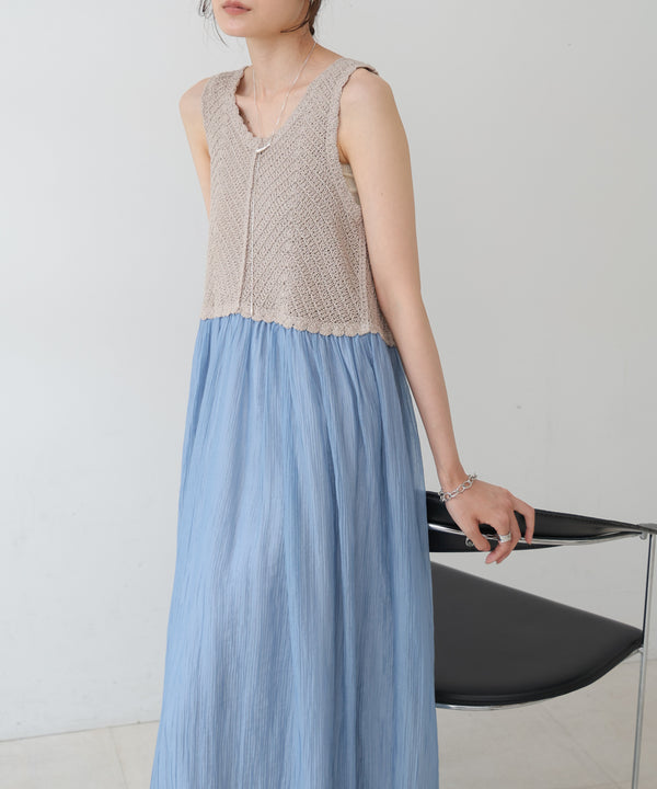 【S・M・Lサイズ展開】クロシェコンビキャミワンピース