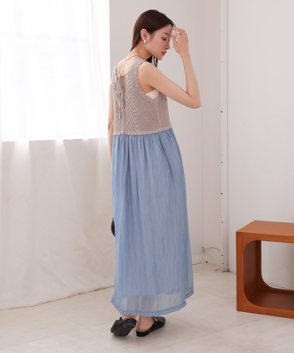 【S・M・Lサイズ展開】クロシェコンビキャミワンピース