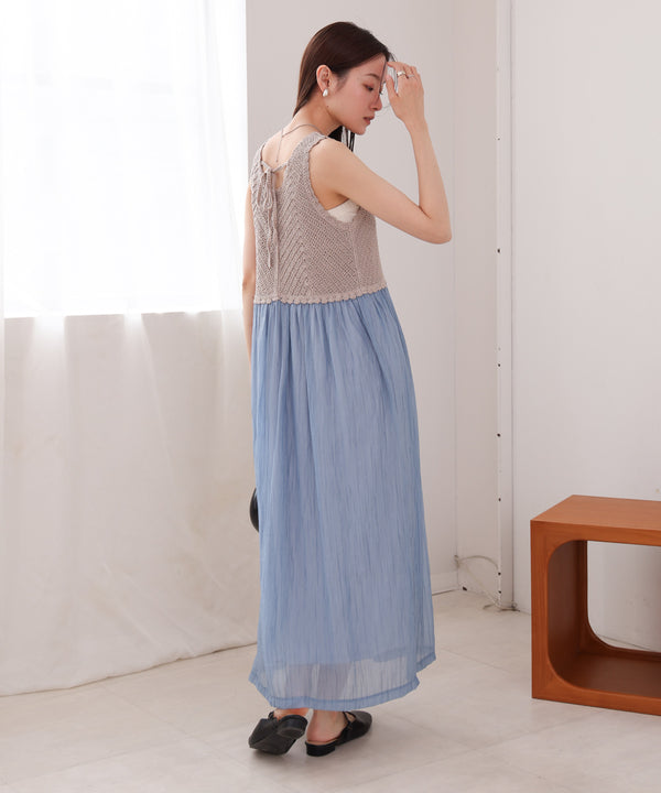 【S・M・Lサイズ展開】クロシェコンビキャミワンピース