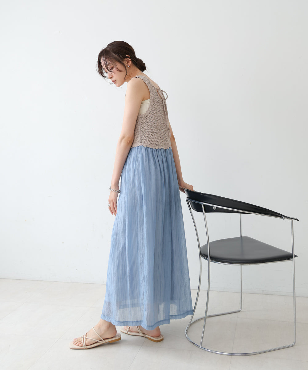 【S・M・Lサイズ展開】クロシェコンビキャミワンピース