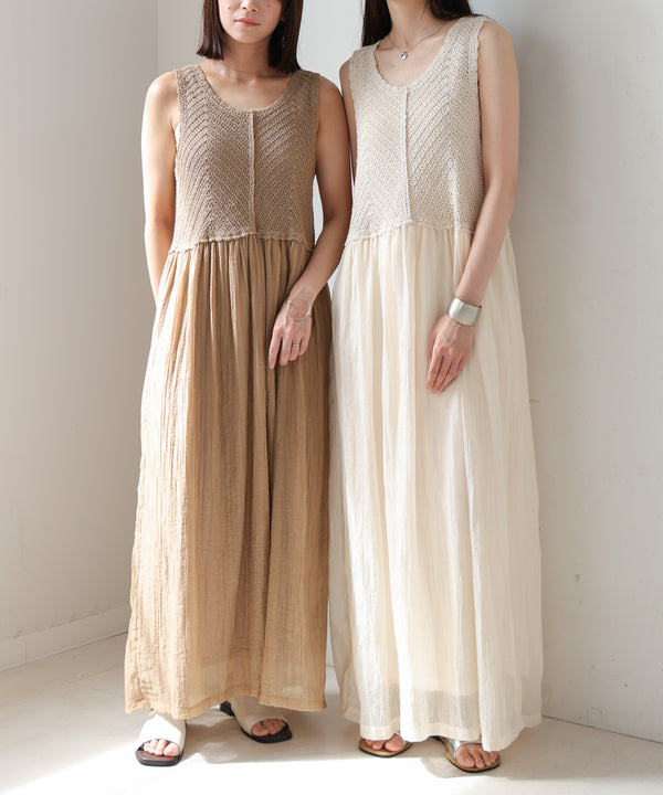 【S・M・Lサイズ展開】クロシェコンビキャミワンピース