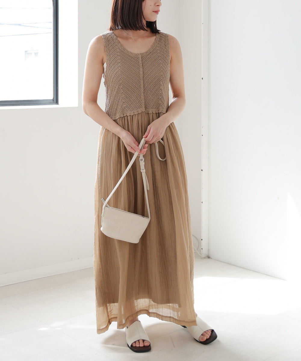 【S・M・Lサイズ展開】クロシェコンビキャミワンピース