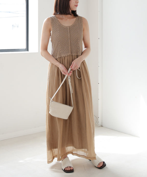 【S・M・Lサイズ展開】クロシェコンビキャミワンピース