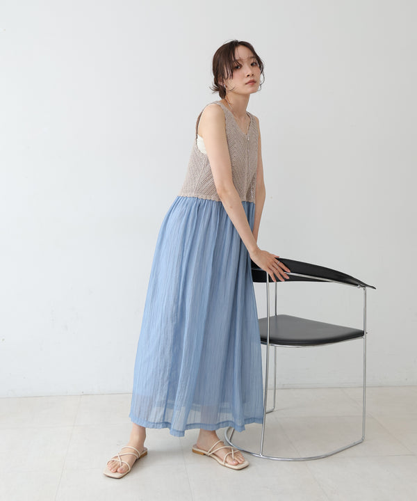 【S・M・Lサイズ展開】クロシェコンビキャミワンピース