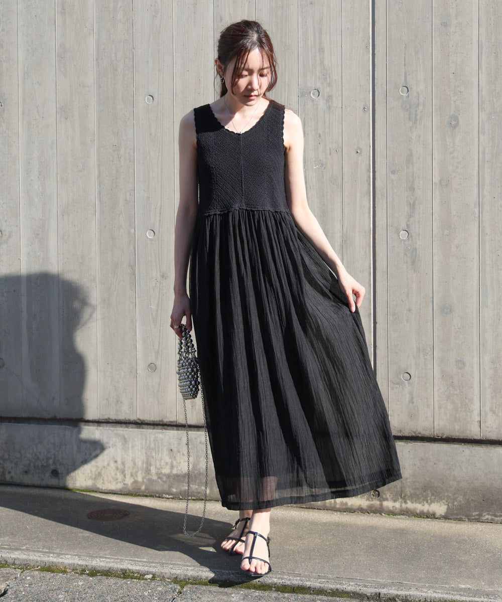 【S・M・Lサイズ展開】クロシェコンビキャミワンピース