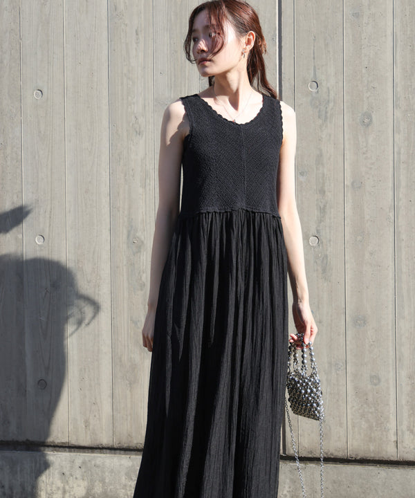 【S・M・Lサイズ展開】クロシェコンビキャミワンピース