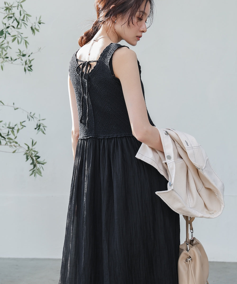 【S・M・Lサイズ展開】クロシェコンビキャミワンピース