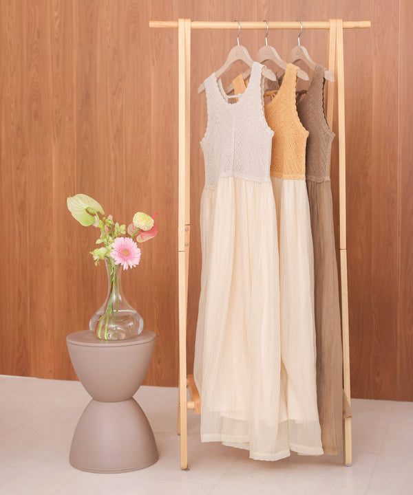 【S・M・Lサイズ展開】クロシェコンビキャミワンピース