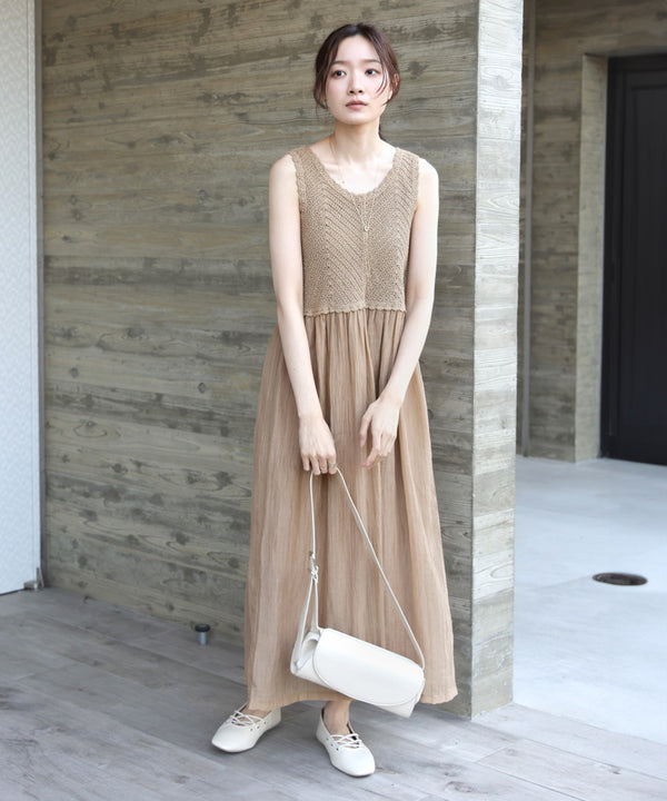 【S・M・Lサイズ展開】クロシェコンビキャミワンピース