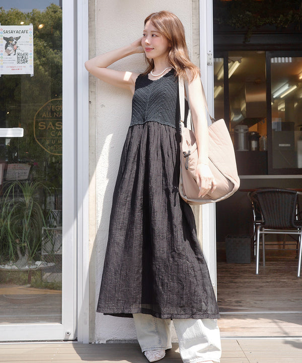 【S・M・Lサイズ展開】クロシェコンビキャミワンピース