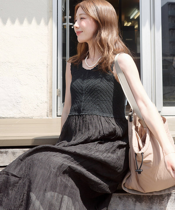 【S・M・Lサイズ展開】クロシェコンビキャミワンピース