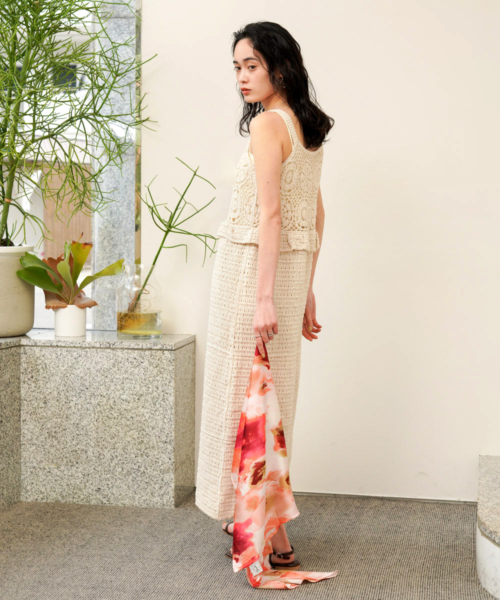 【S・Mサイズ展開】クロシェペプラムミックス編みワンピース