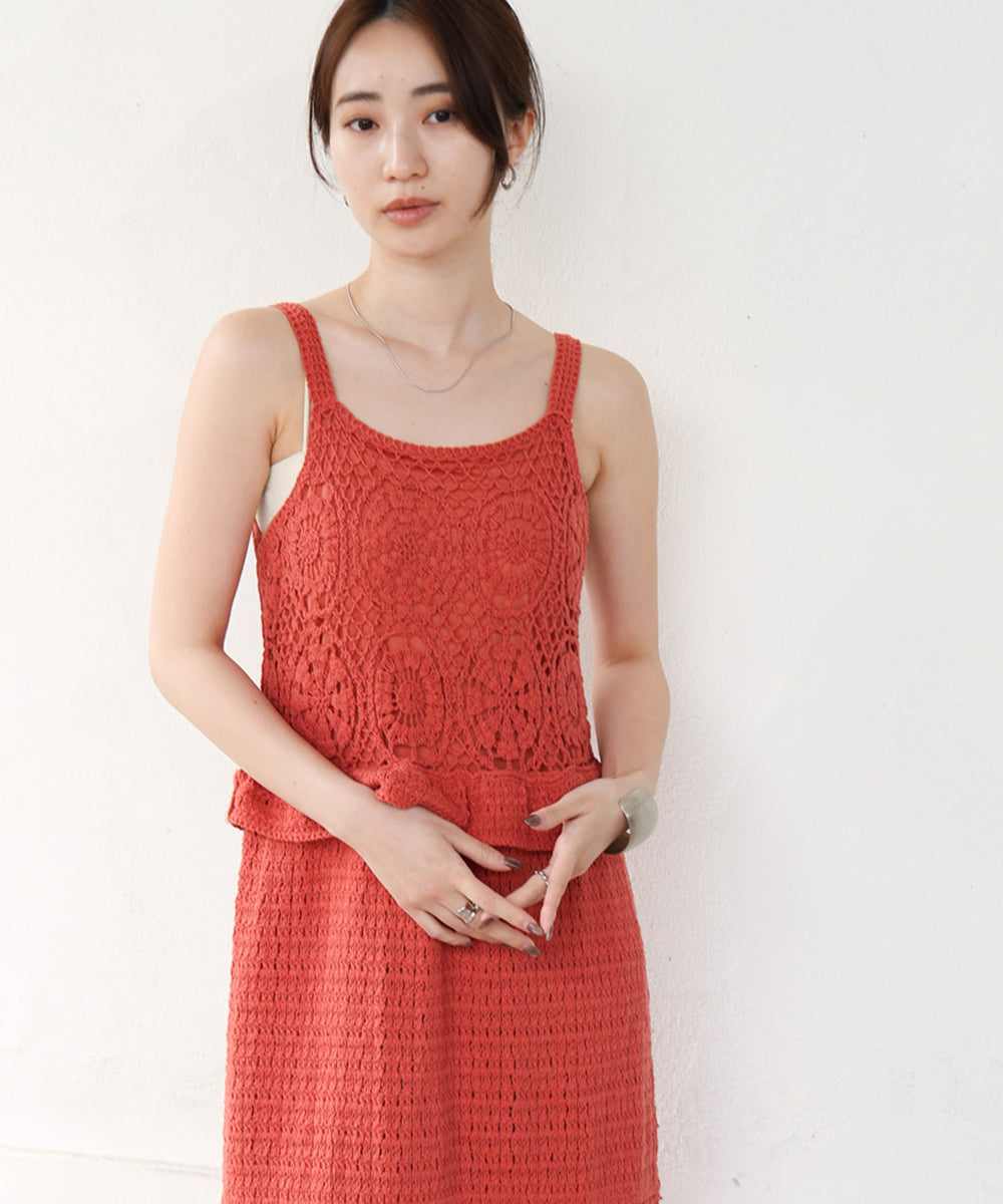 【S・Mサイズ展開】クロシェペプラムミックス編みワンピース