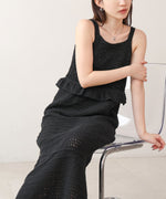 【S・Mサイズ展開】クロシェペプラムミックス編みワンピース