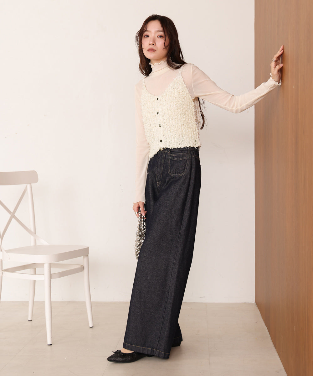 【LOOK掲載/2025SS】チュールリボンヤーンキャミソール