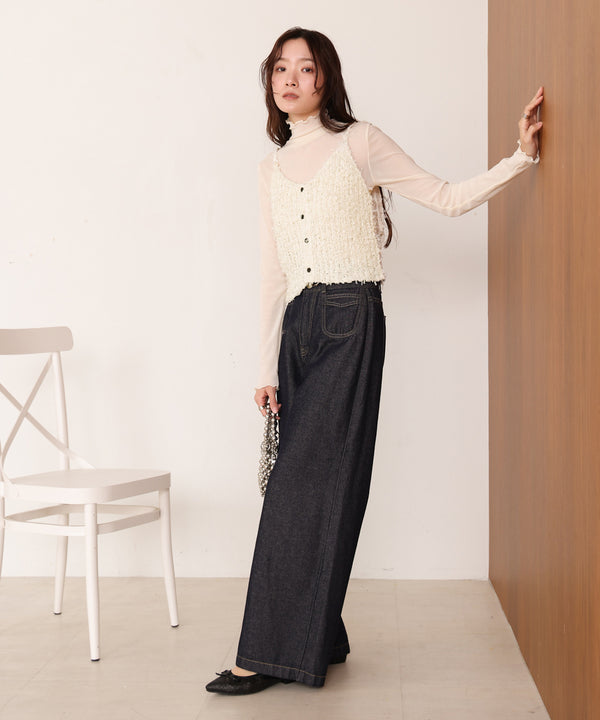 【LOOK掲載/2025SS】チュールリボンヤーンキャミソール