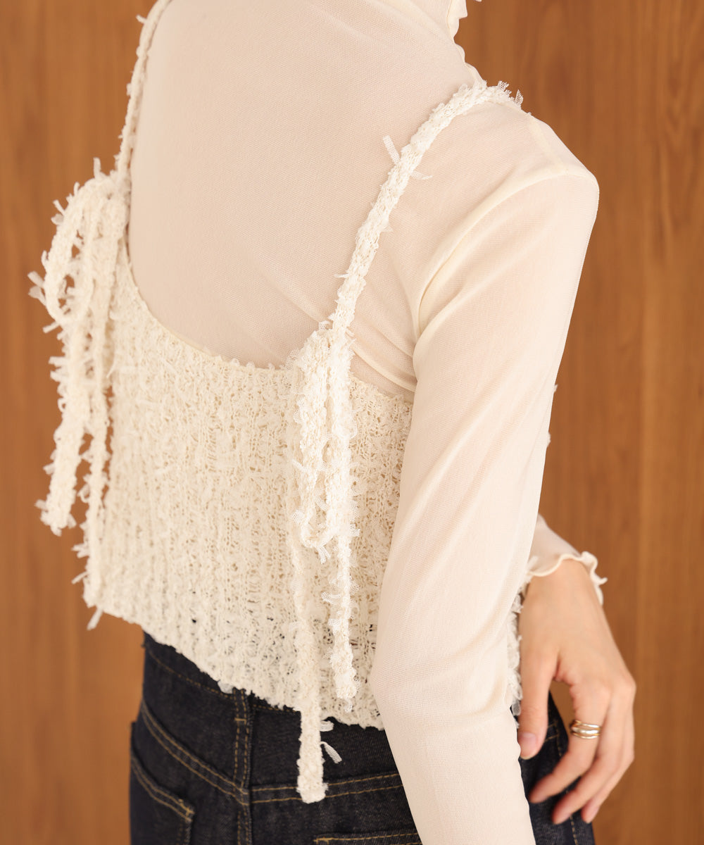 【LOOK掲載/2025SS】チュールリボンヤーンキャミソール