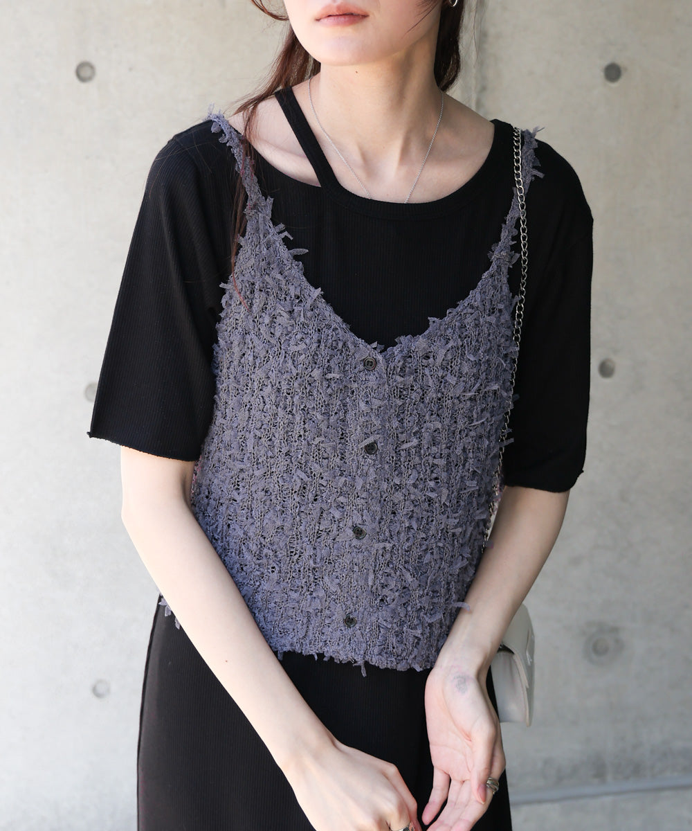 【LOOK掲載/2025SS】チュールリボンヤーンキャミソール