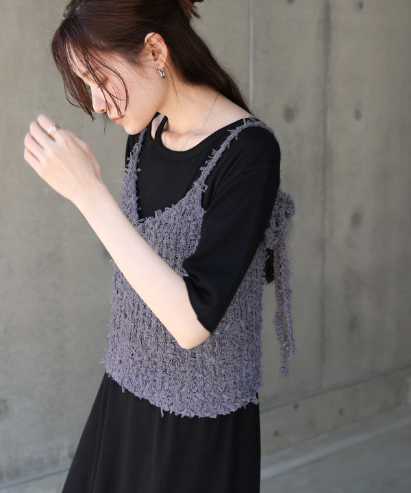 【LOOK掲載/2025SS】チュールリボンヤーンキャミソール