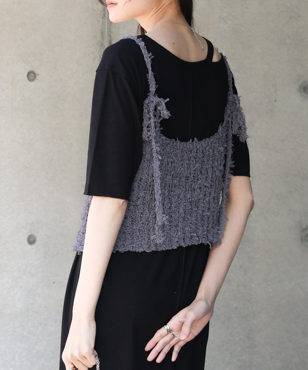 【LOOK掲載/2025SS】チュールリボンヤーンキャミソール