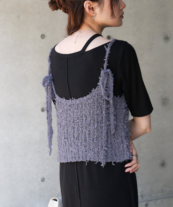 【LOOK掲載/2025SS】チュールリボンヤーンキャミソール