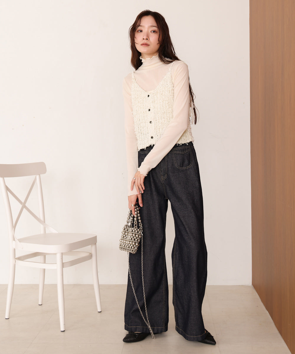 【LOOK掲載/2025SS】チュールリボンヤーンキャミソール