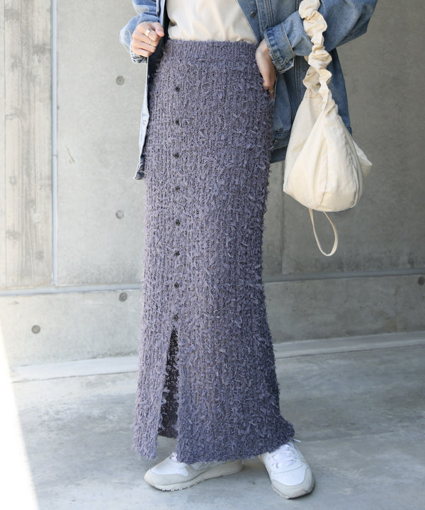 【LOOK掲載/2025SS】チュールリボンヤーン2WAYサマーニットスカート