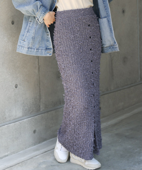 【LOOK掲載/2025SS】チュールリボンヤーン2WAYサマーニットスカート