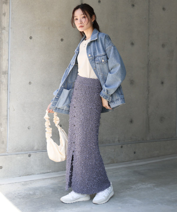 【LOOK掲載/2025SS】チュールリボンヤーン2WAYサマーニットスカート