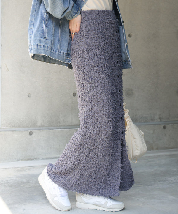 【LOOK掲載/2025SS】チュールリボンヤーン2WAYサマーニットスカート