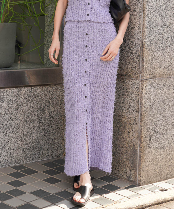 【LOOK掲載/2025SS】チュールリボンヤーン2WAYサマーニットスカート