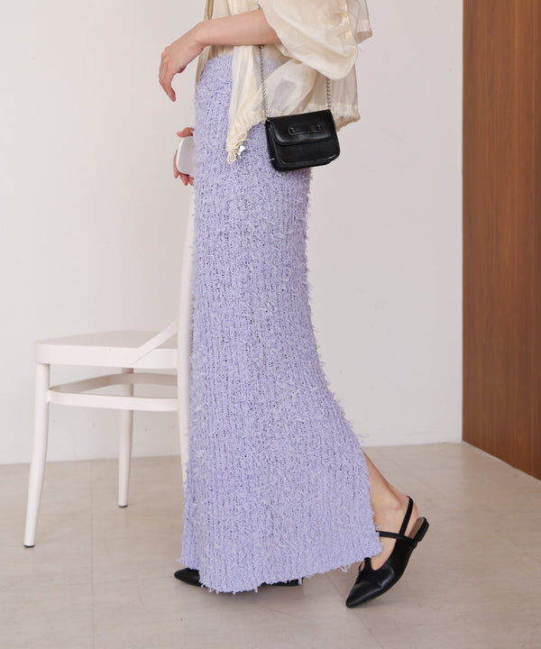 【LOOK掲載/2025SS】チュールリボンヤーン2WAYサマーニットスカート