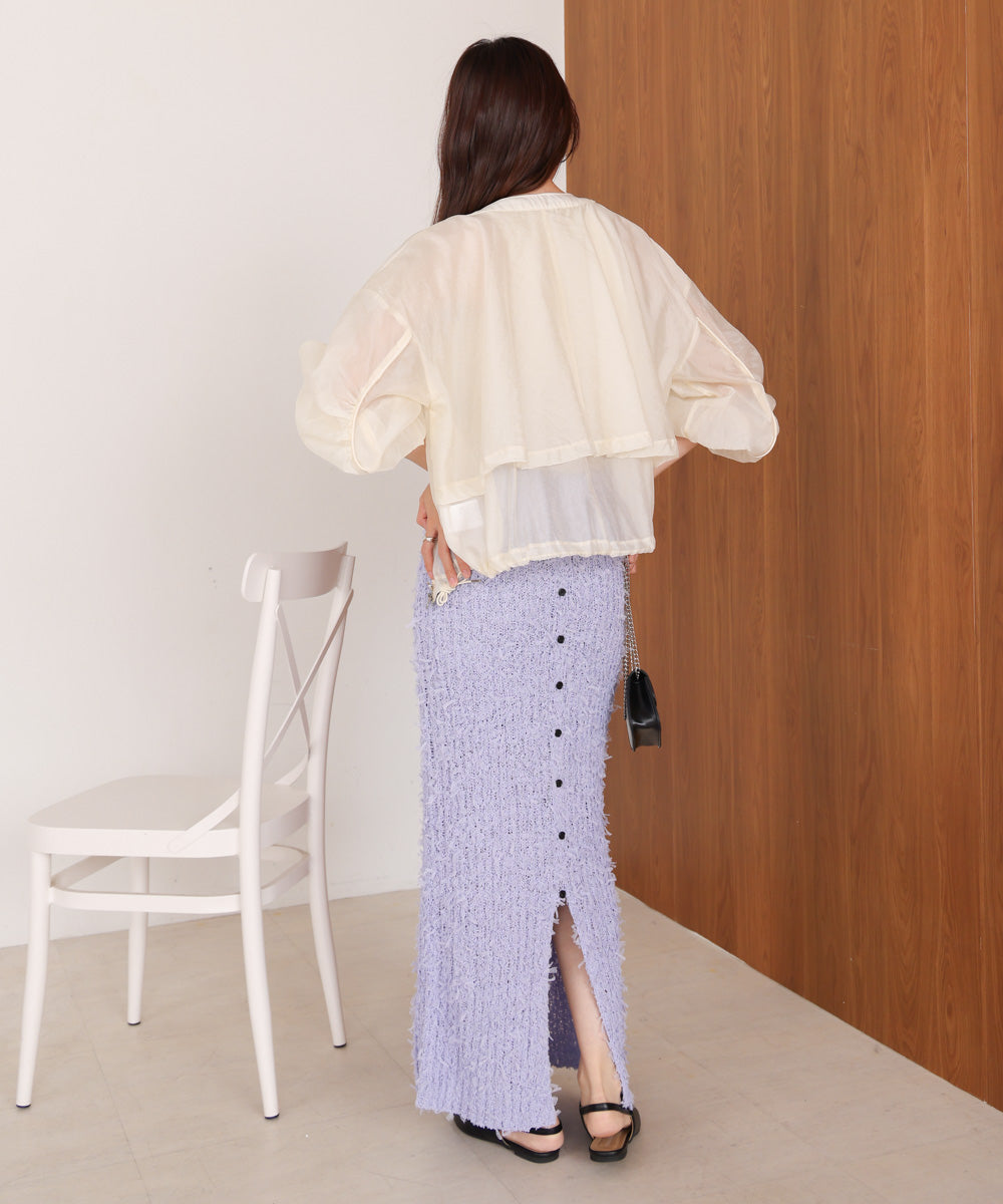 【LOOK掲載/2025SS】チュールリボンヤーン2WAYサマーニットスカート