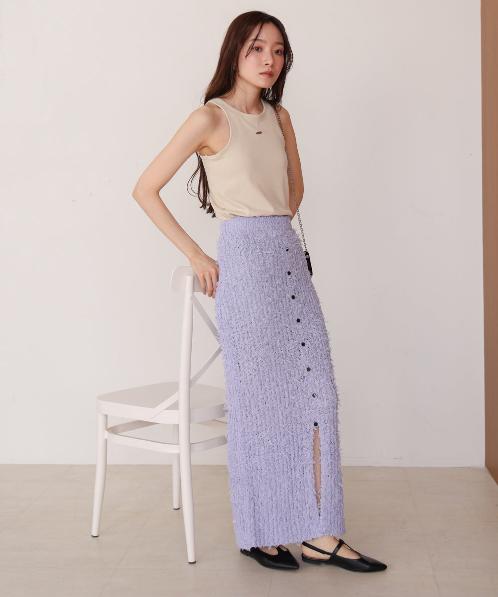 【LOOK掲載/2025SS】チュールリボンヤーン2WAYサマーニットスカート