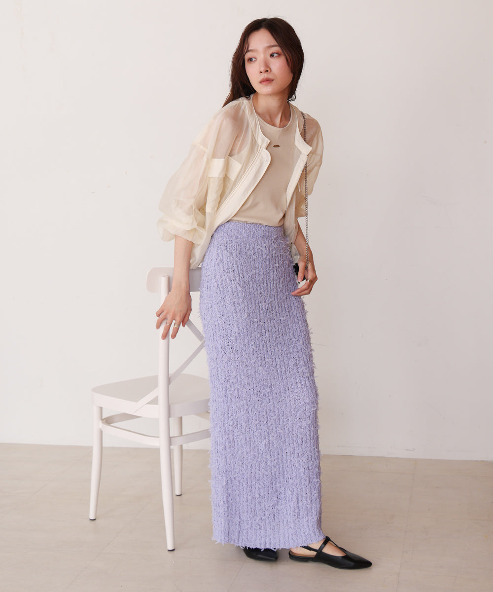 【LOOK掲載/2025SS】チュールリボンヤーン2WAYサマーニットスカート