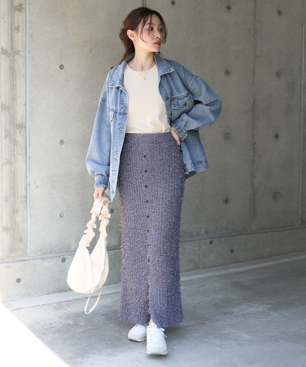 【LOOK掲載/2025SS】チュールリボンヤーン2WAYサマーニットスカート