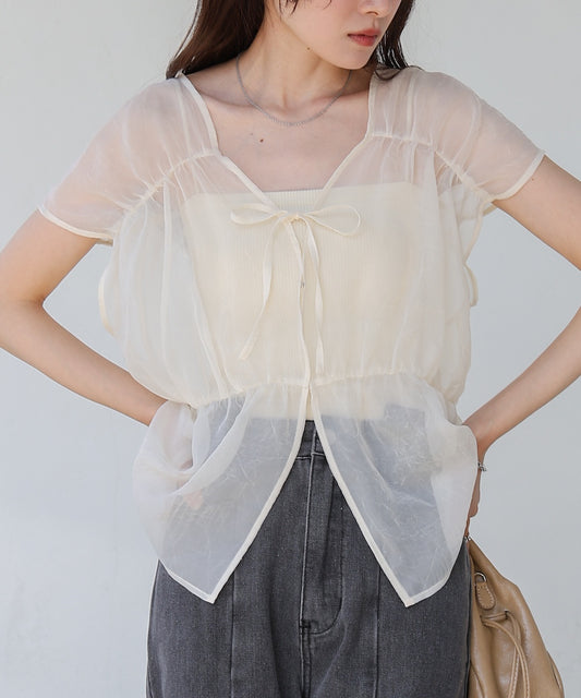 前後2WAYギャザーブラウス