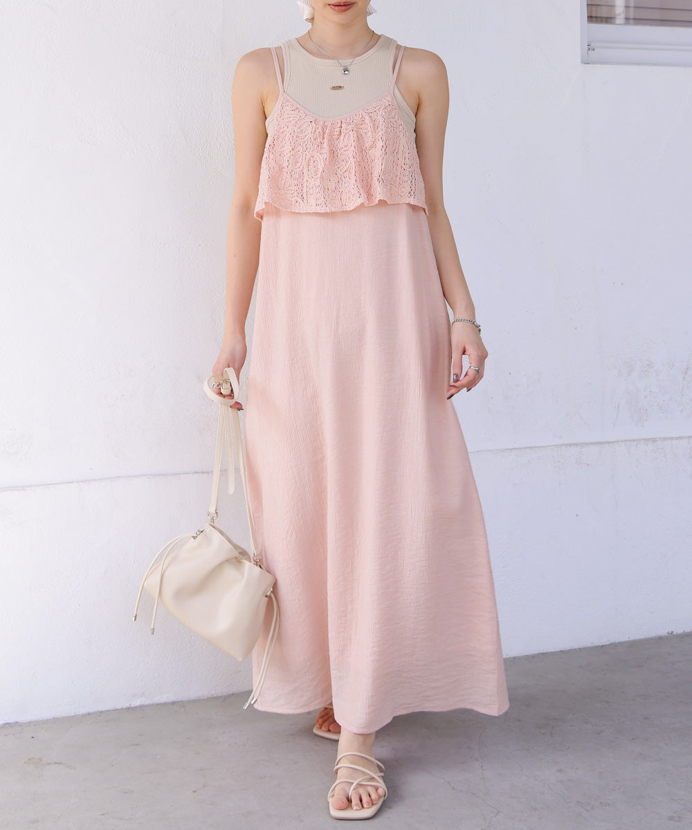 【S・Mサイズ展開】コード刺繍使いキャミワンピース