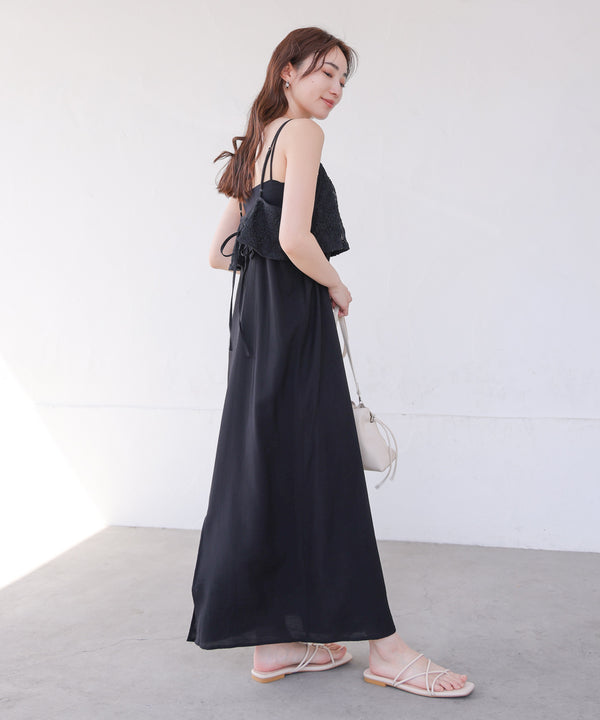 【S・Mサイズ展開】コード刺繍使いキャミワンピース