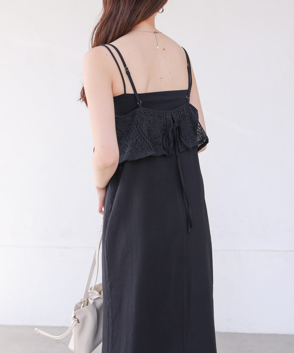 【S・Mサイズ展開】コード刺繍使いキャミワンピース