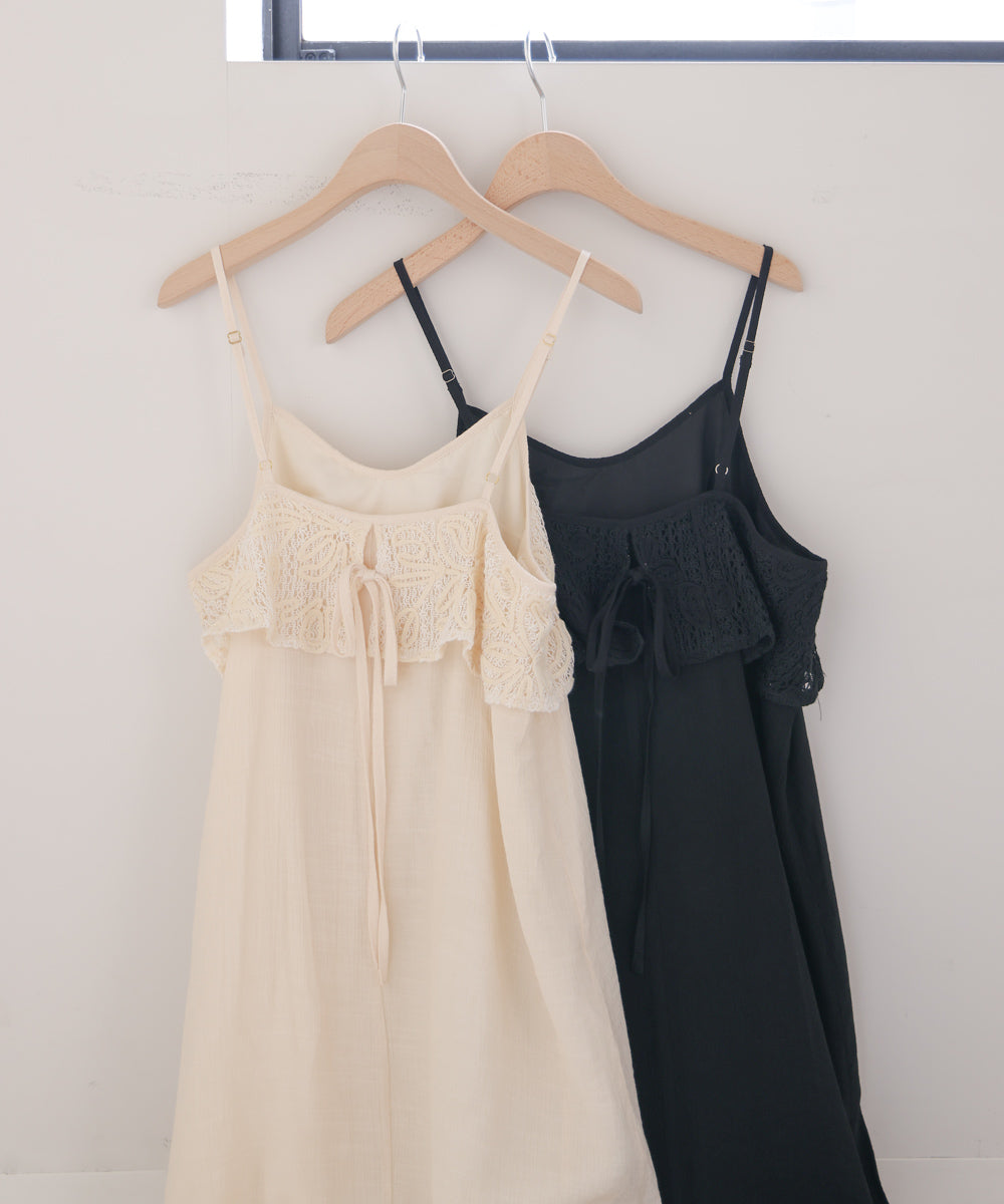 【S・Mサイズ展開】コード刺繍使いキャミワンピース