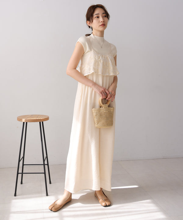 【S・Mサイズ展開】コード刺繍使いキャミワンピース